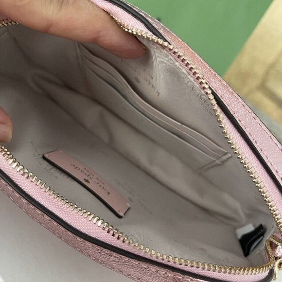 NWT Kate Spade Boxed Quilted Metalic Leather Crossbody Card Case Set In Pink - Picture 7 of 10